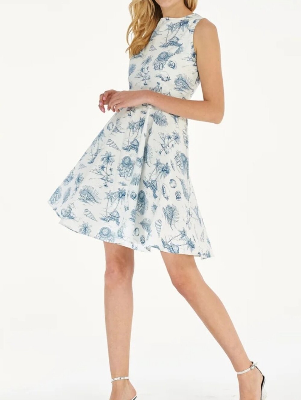 Hawaii Hangover Women's Fit and Flare Dress Vintage Tropical Toile Beach Print